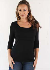 Trimester™ - Valerie 3/4 Sleeve Nursing Top in Black