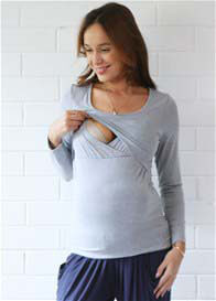 Trimester™ - Mallory Long Sleeve Nursing Top in Grey
