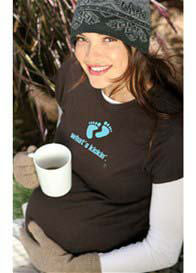 2 chix - Whats Kickin Maternity Tee w Blue Writing 