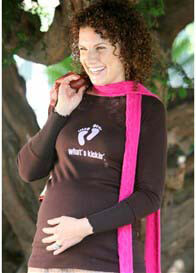 2 chix - Whats Kickin L/S Maternity Tee w Pink Writing