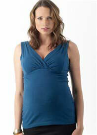 Seraphine - Pleated V-Neck Sleeveless Crossover Maternity Top