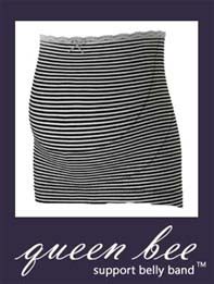 QueenBee - Support Belly Band in Black/Cream Stripes