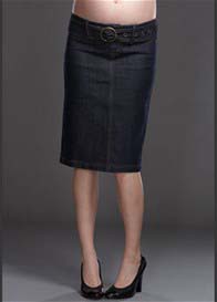 Maternal America - Belted Denim Maternity Skirt