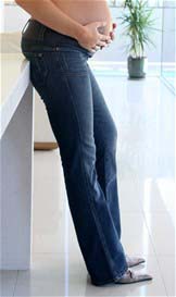 Maternal America - Square Pocket Maternity Jean in Dark Blue Rinse