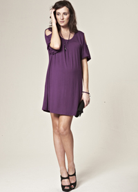 Trimester Kahlo Open Shoulder Purple Maternity Dress