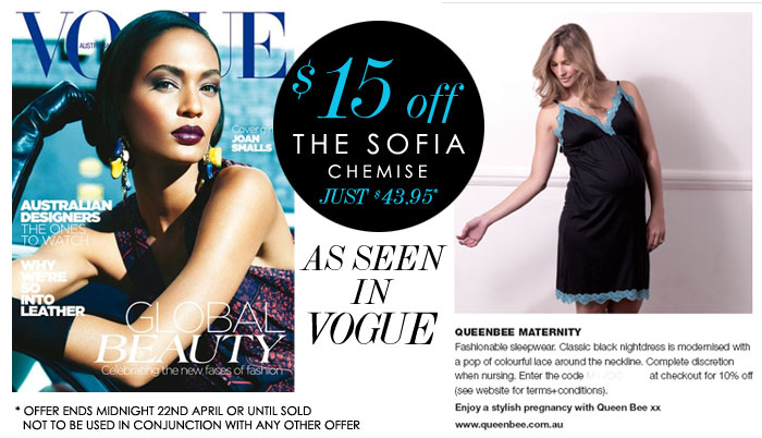 $15 off the sofia lace trim chemise - as seen in Vogue magazine