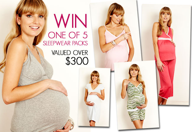your chance to WIN one of 5 maternity sleepwear packages valued at over $300!