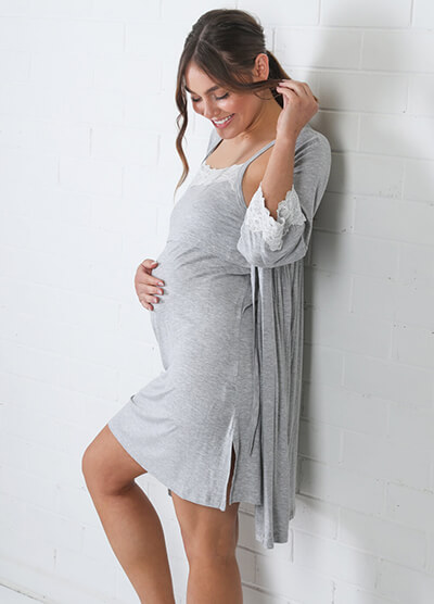 Women's Maternity Dress Nursing Nightgown Breastfeeding Full Slips  Sleepwear With Pad