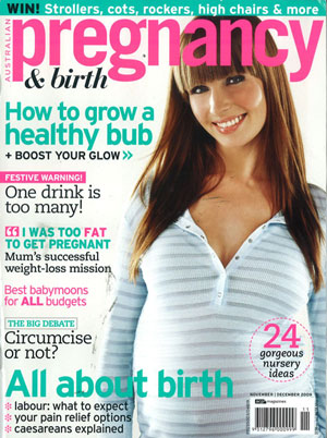 queen bee features on the cover of pregnancy and birth magazine!