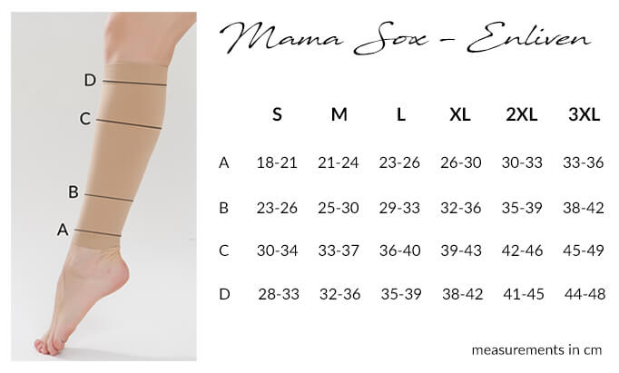 Enliven Compression Sleeves Size Chart