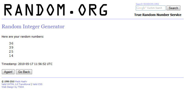 winners randomly chosen on 17.5.10