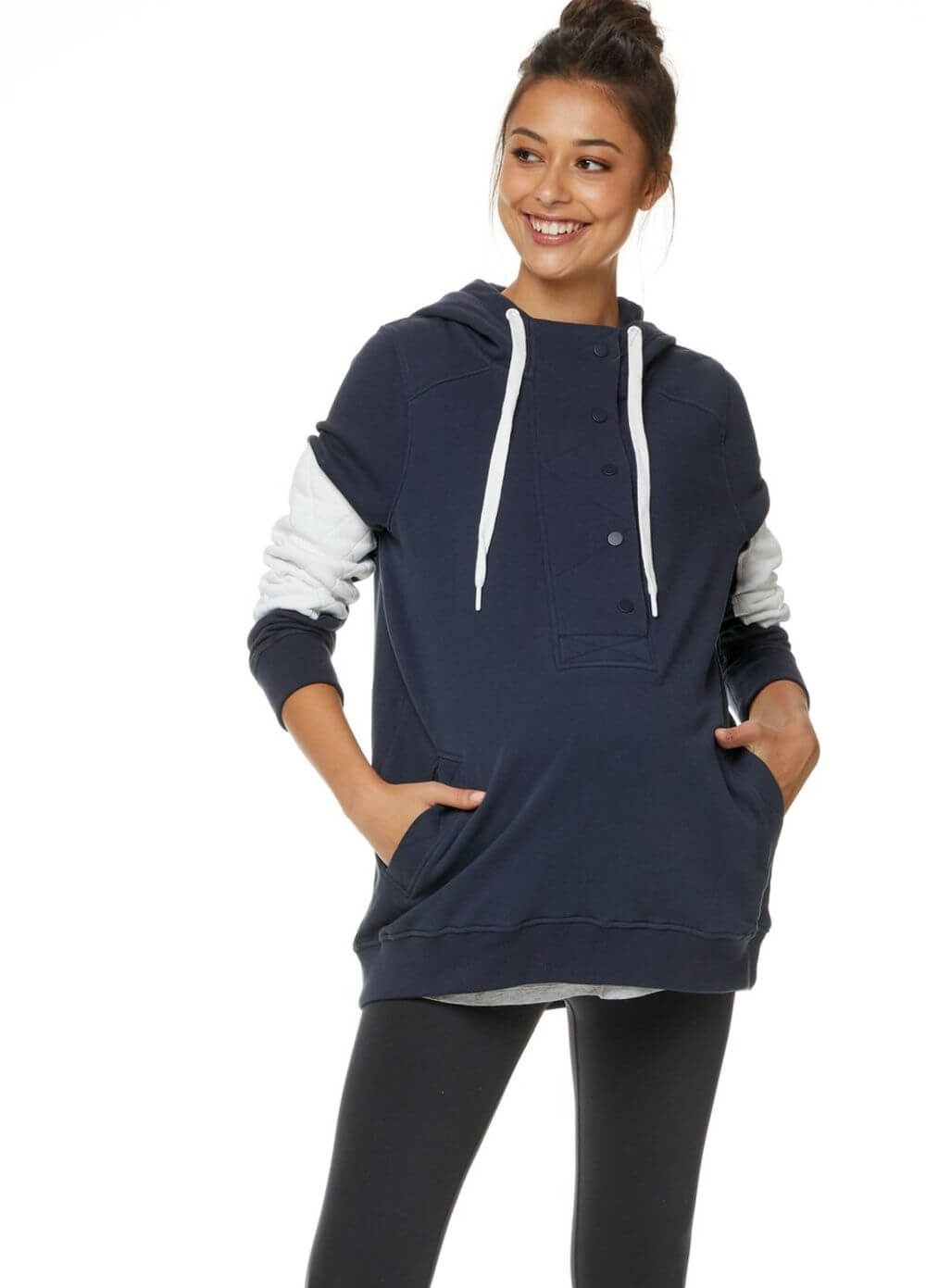 Bae Cherished Snap Front Maternity Hoodie Queen Bee