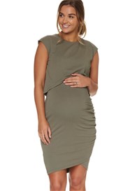 Bae - Hidden Treasures Nursing Dress in Khaki