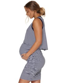 Bae - Rising Sun Nursing Dress in Navy Stripe