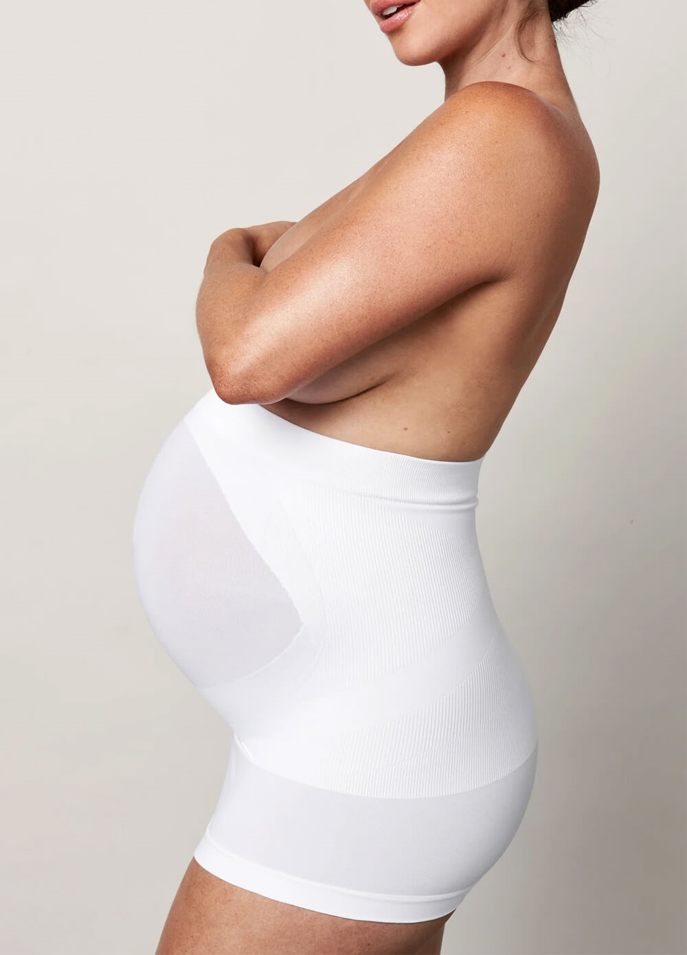 Built-in Support Maternity Belly Band in White by Blanqi