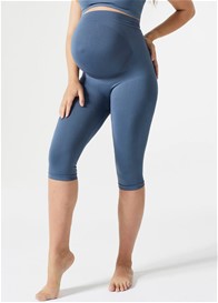 Blanqi - Maternity Belly Support Crop Leggings in Oil Blue