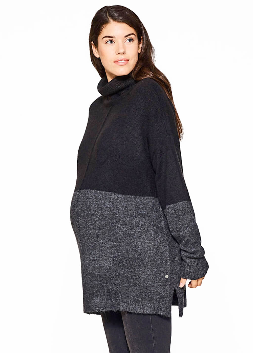 Colourblocked Turtleneck Maternity Knit Jumper by Esprit