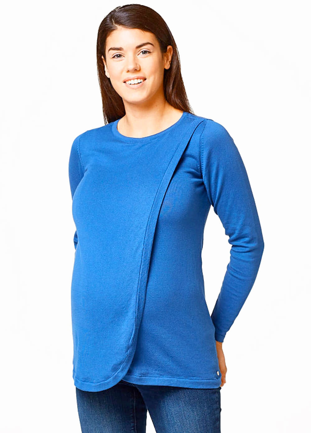 Cross Front Maternity Nursing Jumper in Azure Blue by Esprit