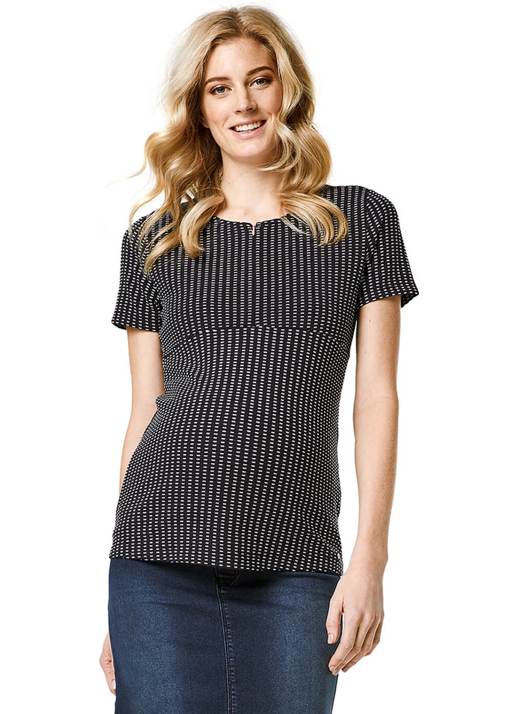 Esprit Jacquard Zip Maternity Nursing Shirt Queen Bee
