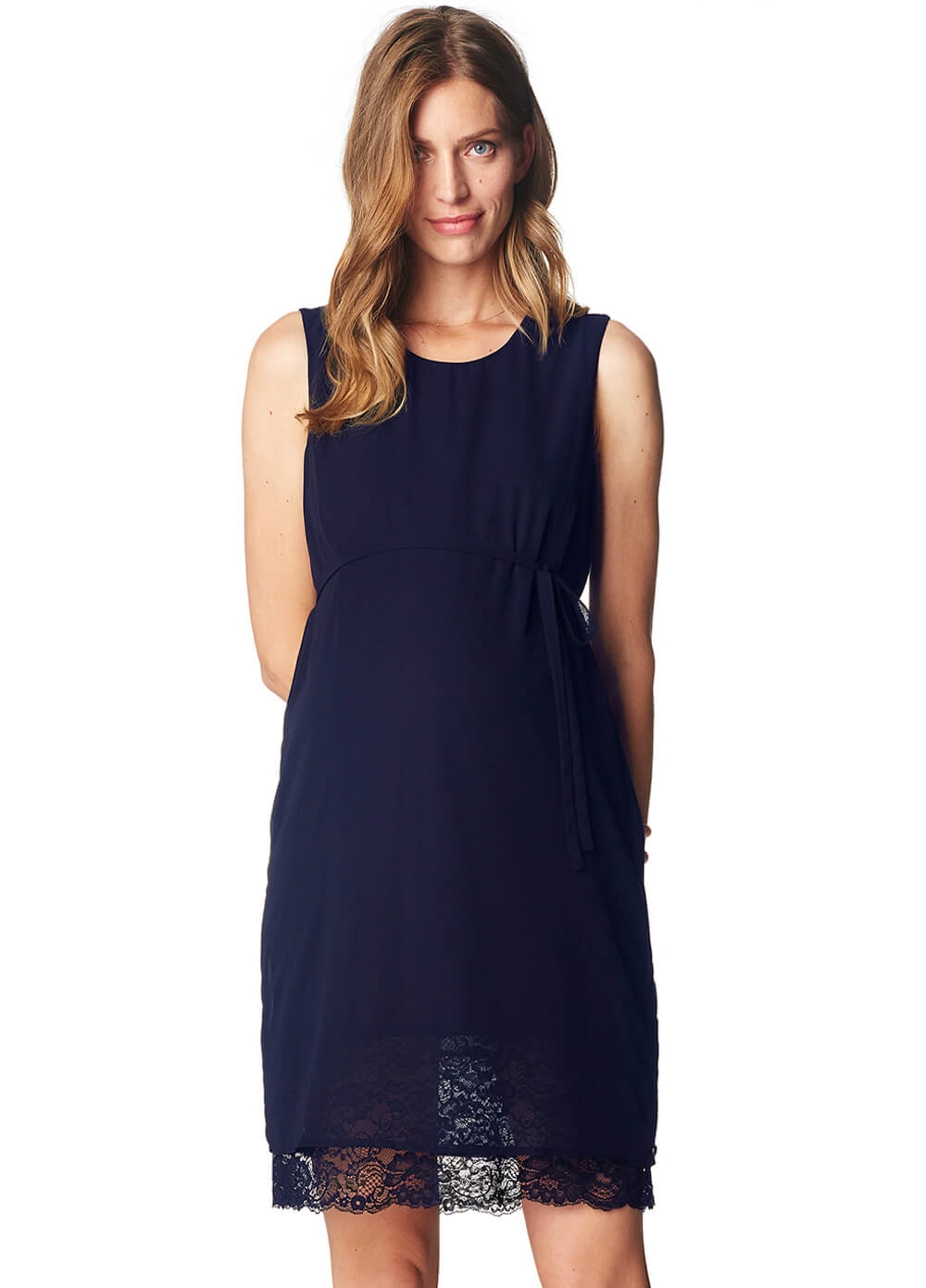 Esprit - Lace Hem Chiffon Dress in Night Blue