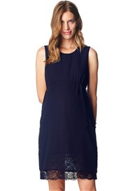Esprit - Lace Hem Chiffon Dress in Night Blue