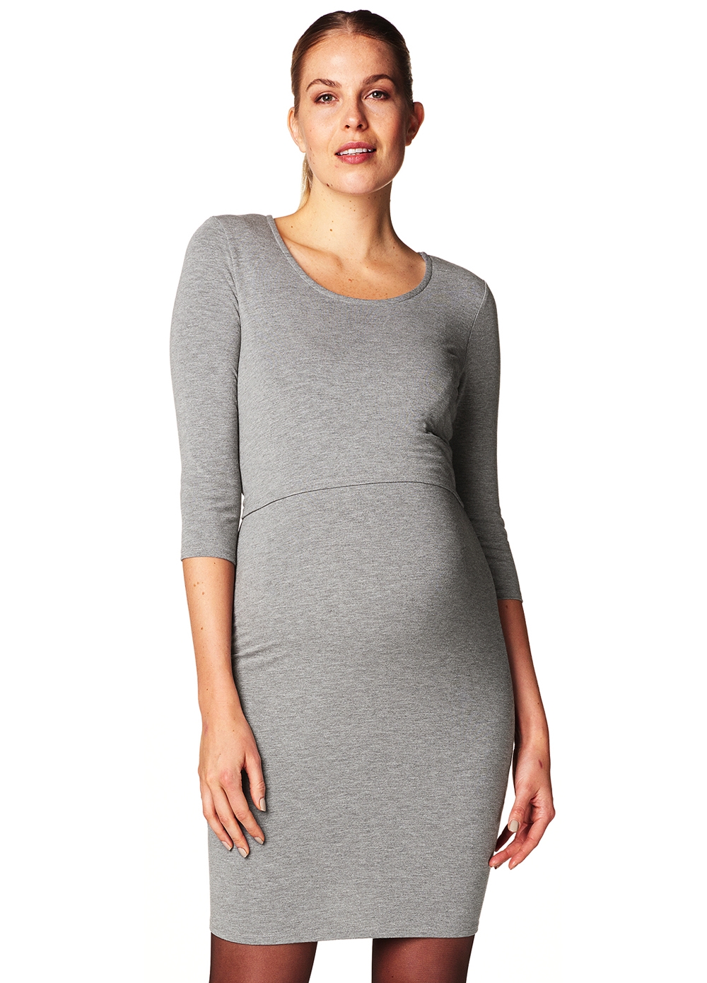 Layered Look Maternity Nursing Dress in Grey by Esprit
