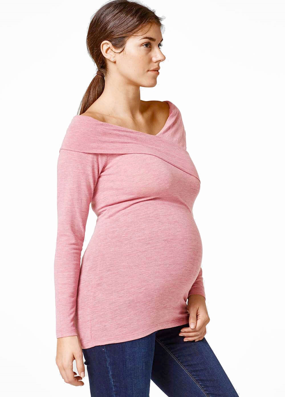 Off-Shoulder Maternity Top in Pink by Esprit