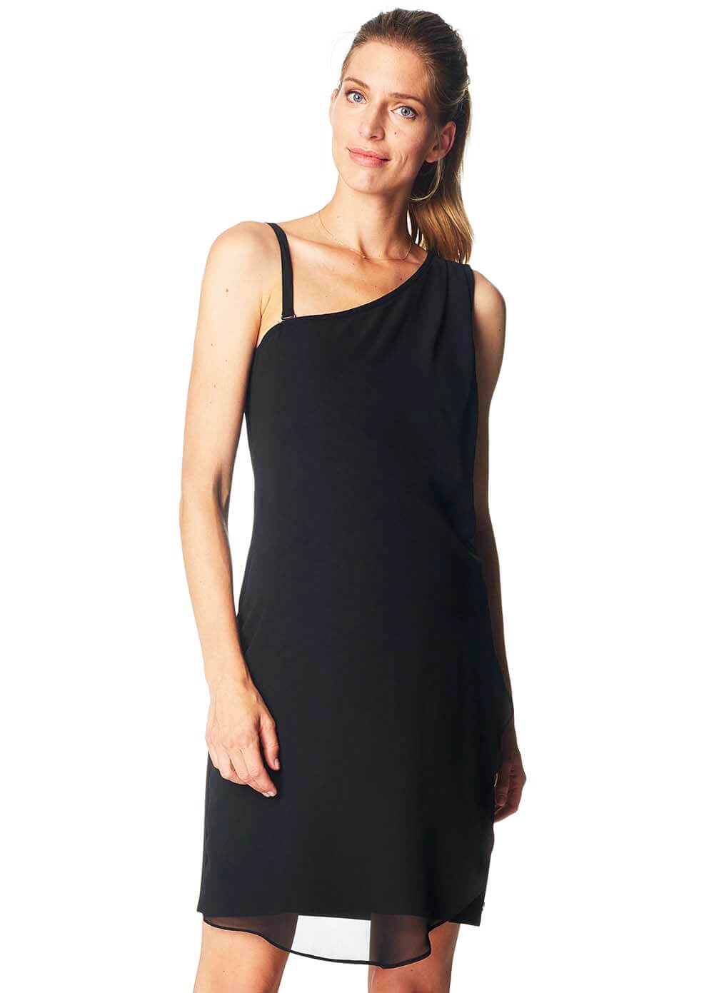 Queen Bee One-Shouldered Maternity Party Dress in Black by Esprit