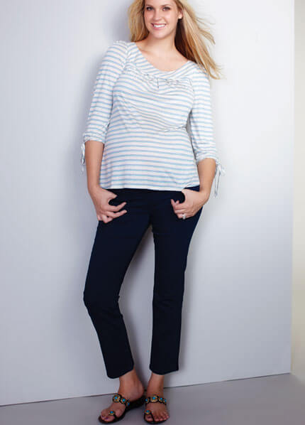 Navy Skinny Ankle Maternity Jeans by Maternal America 