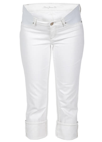 Nikki White Stretch Maternity Capri Jeans by Mavi