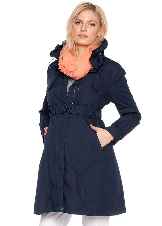 Navy Blue Maternity Parka Trench Coat by Esprit