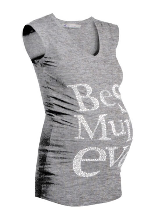 Best Mum Ever Maternity Tee in Grey by Queen mum 