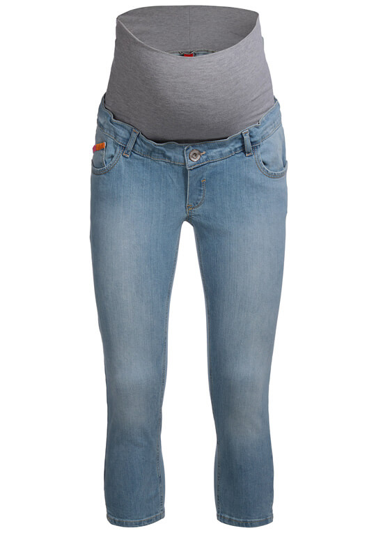 Light Wash Full Panel Maternity Denim Capri Jeans by Esprit