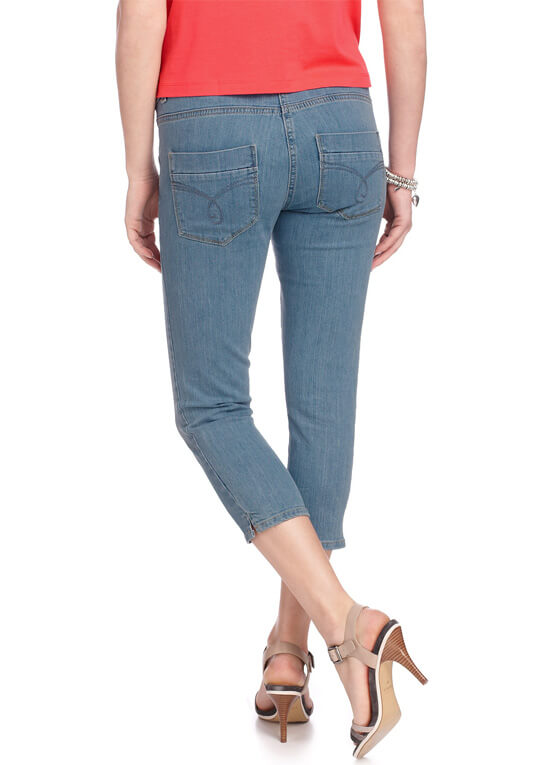 Light Wash Full Panel Maternity Denim Capri Jeans by Esprit