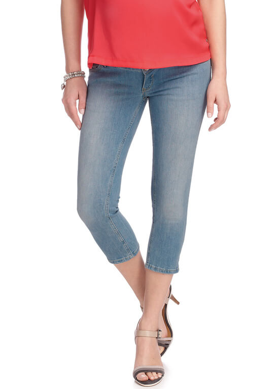 Light Wash Full Panel Maternity Denim Capri Jeans by Esprit
