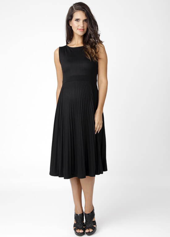 knife pleat maternity cocktail dress in black by ripe ades stock chart