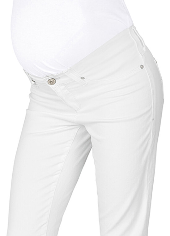 Nikki White Stretch Maternity Capri Jeans by Mavi