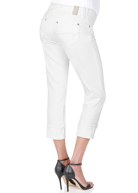 Nikki White Stretch Maternity Capri Jeans by Mavi