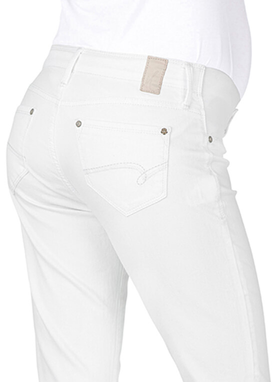 Nikki White Stretch Maternity Capri Jeans by Mavi