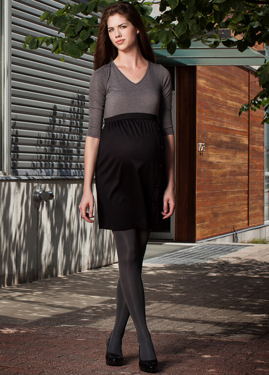 Gradient Compression Maternity Tights in Coal Grey by Preggers 