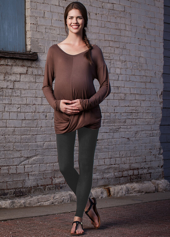 Maternity Gradient Compression Leggings in Coal Grey by Preggers