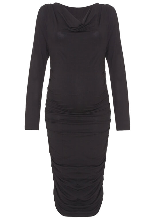 Black Ruched Bodycon Maternity Dress by Seraphine