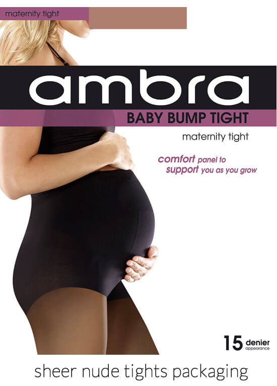 Baby Bump Sheer Nude Maternity Tights by Ambra 15 Denier