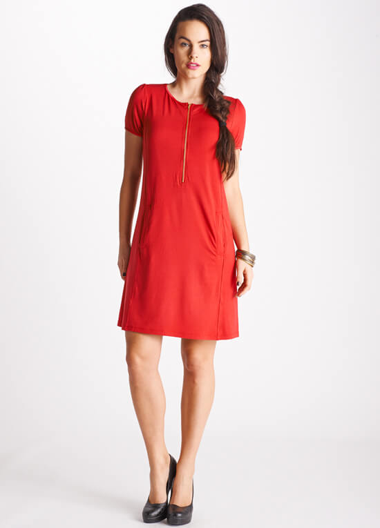Aster Red Zip Breastfeeding Dress by Floressa Clothing