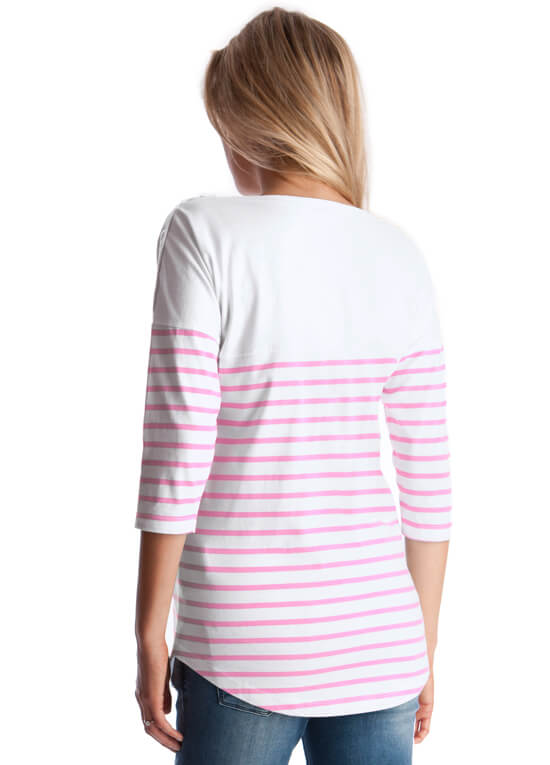 Pink Striped Cotton Maternity Nursing Top by Seraphine