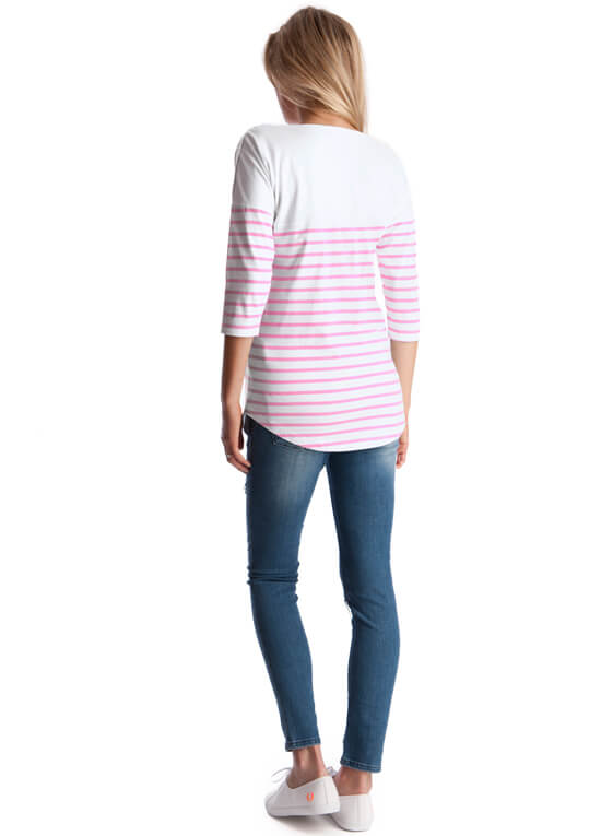 Pink Striped Cotton Maternity Nursing Top by Seraphine