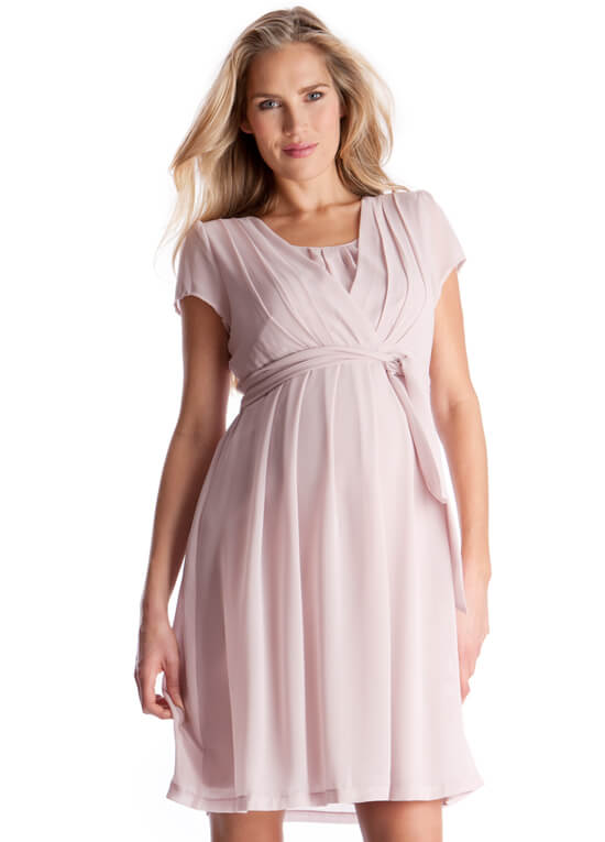 Chiffon Maternity Nursing Dress in Blush Pink by Seraphine