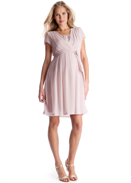 Chiffon Maternity Nursing Dress in Blush Pink by Seraphine