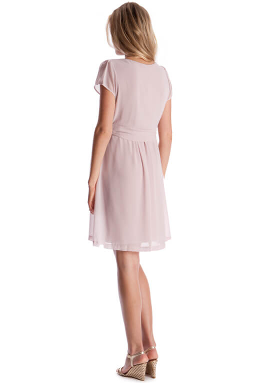 Chiffon Maternity Nursing Dress in Blush Pink by Seraphine