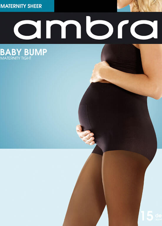 Baby Bump Black Sheer Maternity Tights by Ambra 15 Denier